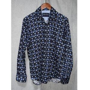 Robert Graham Men’s Long Sleeve Button Up Shirt Blue Floral Print Size M